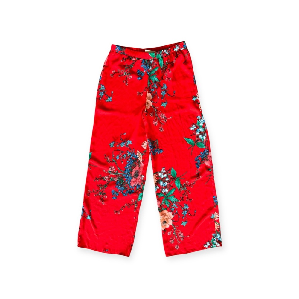 The Room floral pants red pink stretch waist Small